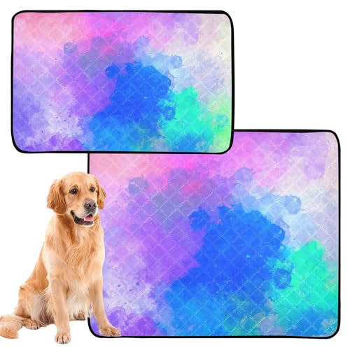 2er Pack Hundepinkmatten Pads für Hauskatzen rutschfest Bodenmatte 61 x 91 cm + 91 x 106 cm Digital Striche Abstrakt Farbe von Caihoyu