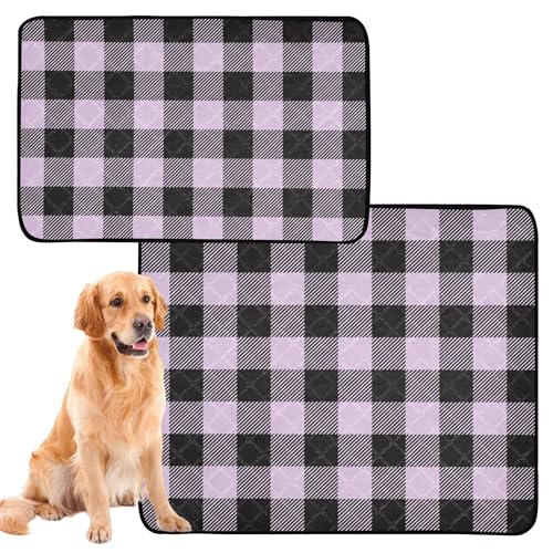 2er Pack Hundeteppich Pinktablett Antirutschmatte für Hunde Autositz 61 x 91 cm + 91 x 106 cm violett Kariert Büffel Tartan von Caihoyu