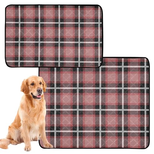 3er Pack Hundepinkmatte Pinktablett Rutschfest Sofavorleger 50 x 61 cm Büffel Schottengitter Vintage von Caihoyu