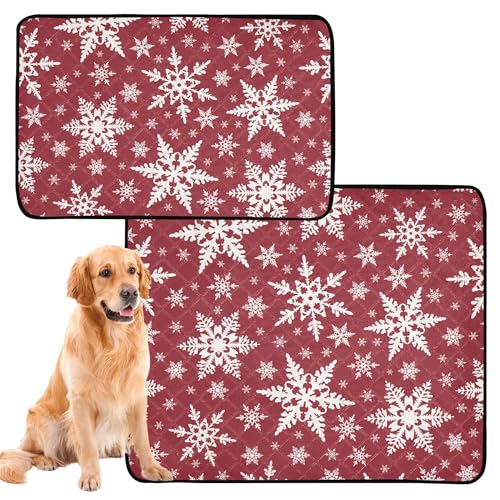 3er Pack Hundepinkmatte abwaschbar rutschfeste Fussmatte für Auto & Flugzeug, 50 x 61 cm, festliche Schneeflocken von Caihoyu