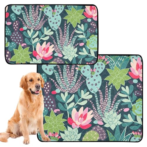 3er Pack Pinkmatte für große Hunde Wiederverwendbare Hundepink-Pad rutschfest für Haustierbett 50x61cm Sukkulenten Kakteen Tinte Mexicana von Caihoyu