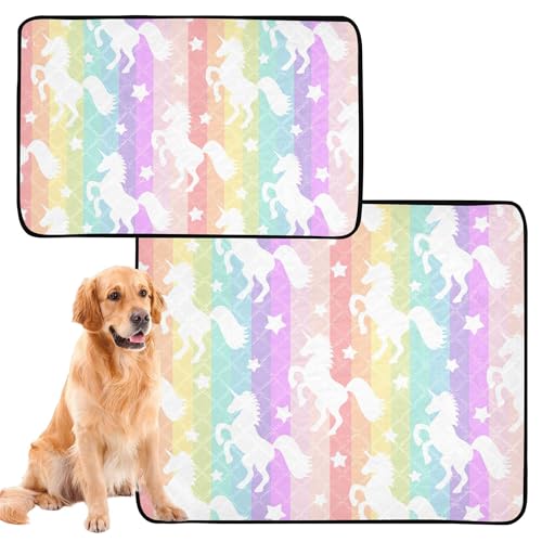 3er Pack Pitchdecke für Hunde, Katzen, Hunde, Rutschfest, Autositz, 50 x 61 cm, niedliche weiße Einhörner, Regenbogen, 3 Stück von Caihoyu