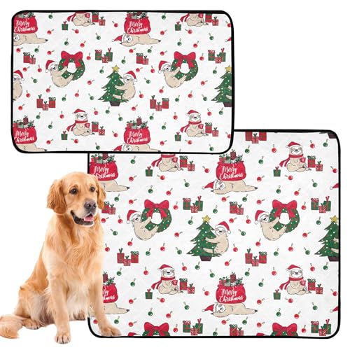 3er Pack Puck Heckenmatte Wiederverwendbare Pissa Hund Pads Rutschfester Bodenteppich 50 x 61 cm Weihnachten Muster Weihnachten Faultier von Caihoyu