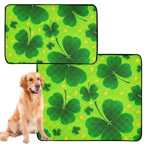 Hunde-Urinierunterlagen, waschbar, extra groß, waschbar, rutschfeste Matte für Hunde, für Autositz, 50,8 x 61 cm, St. Patrick's Day, Glücksklee und Gold, 3 Stück von Caihoyu