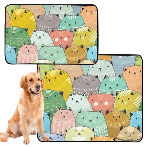 Hunde Waschbare Platzdeckchen, 2 Stück, extra große schlammige Hundematten, große, waschbare, rutschfeste Autoteppiche, 61 x 91 cm + 91 x 106 cm, Katzen von Caihoyu