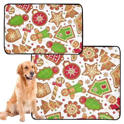 Hundematte, Urinierschutz, groß, waschbar, für Hunde, rutschfeste Bodenmatte für Reisen, 50,8 x 61 cm, Weihnachtsplätzchen, 3 Stück von Caihoyu