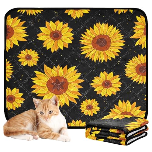 Hundematte für Katzen, extra groß, waschbar, rutschfest, für Autositz, 61 x 91,4 cm + 91,4 x 106,7 cm, Sonnenblume, 2 Stück von Caihoyu