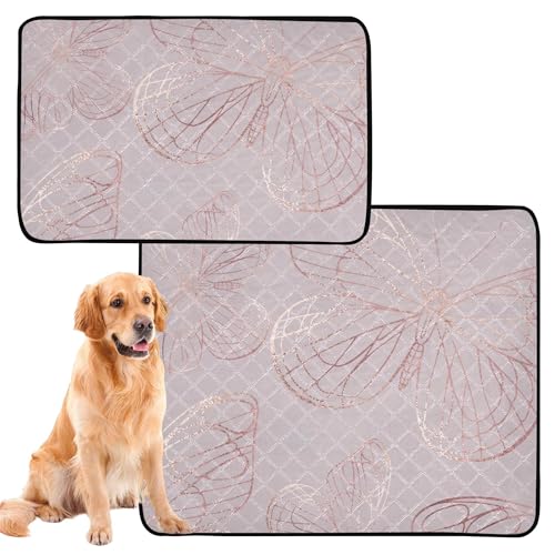 Hundepinkdecke, Hundematte, abwaschbar, rutschhemmende Bodenmatte, Outdoor, 50 x 61 cm, Ferienhaus, Schmetterling Roségold, elegant von Caihoyu