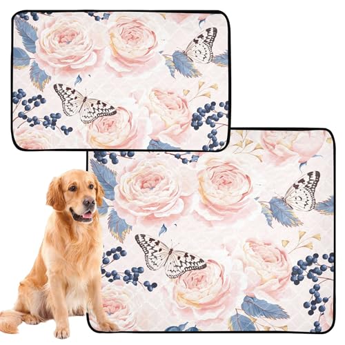 Hundepinkdecke schlammig Hundematten groß waschbar rutschfeste Fussmatte Auto Bodenmatte 61 x 91 cm + 91 x 106 cm, Vintage Blumen von Caihoyu