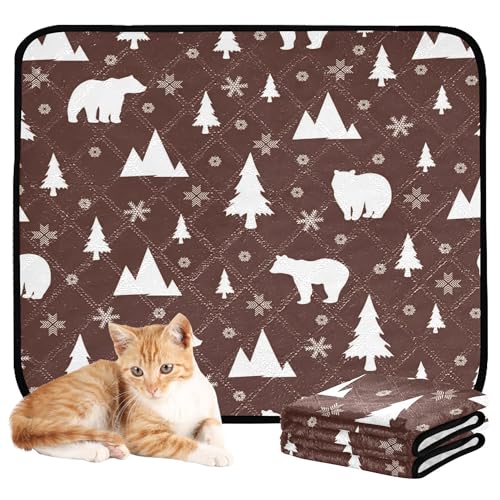 Wasserabsorbierende Matte für Hundenapf, Katze, Urinierunterlagen für Boden, rutschfeste Matte für Hunde für Autositz, 50,8 x 61 cm, Bärentannenbaum, 3 Stück von Caihoyu