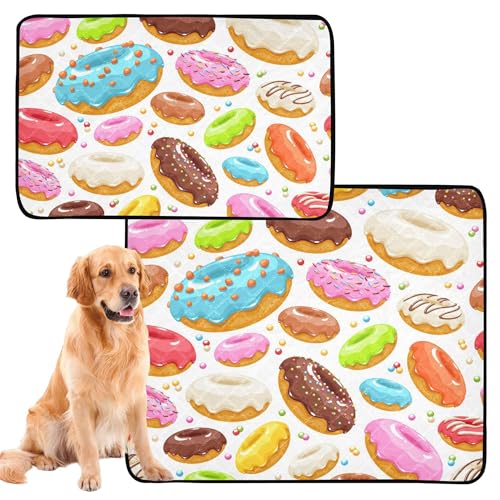 Wasserabsorbierende Matte für Hundeschüssel, große , abwaschbar, rutschfeste Reisematte, 50 x 61 cm, farbig glasierte Donuts, 3 Stück von Caihoyu