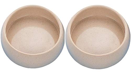 2 er Set Keramiknapf für Nager, Katzen und Hunde - Futternapf und Wassernapf (250 ml, beige) von Cajou