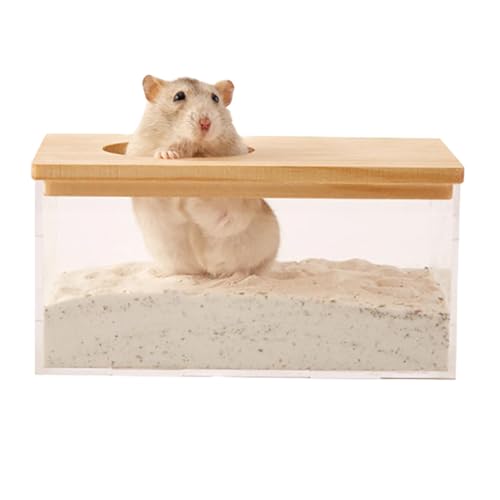 Hamster-Sandkasten | Hamster-Sandbadehaus | Hamster-Bade-Sandbehälter, Haustierbehälter transparent, Dusche und Grabraum, Kleintiere-Toilette für Kinderzimmer, Balkon und Schlafzimmer von Calakono