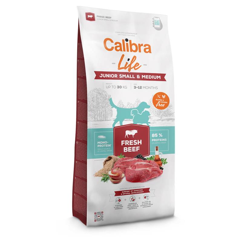 Calibra Life Junior Small & Medium Breed mit frischem Rind - 12 kg von Calibra