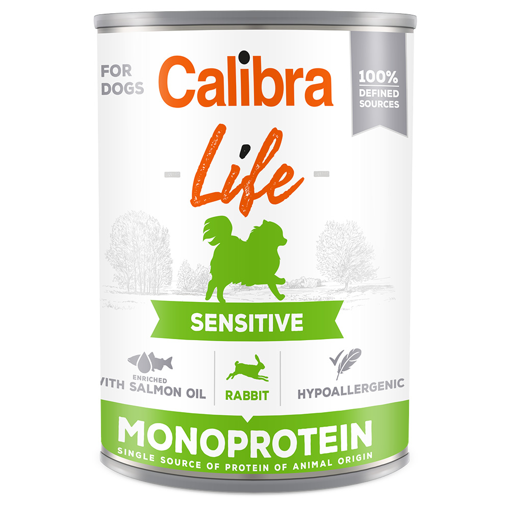 Sparpaket Calibra Dog Life Adult 12 x 400 g - Sensitive Kaninchen von Calibra