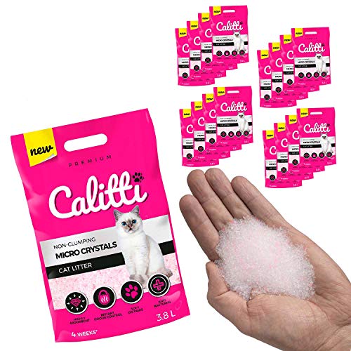Calitti - Micro Silikat Katzenstreu | Premium Crystals Silikatstreu | Antibakteriell Katzensand | 16-er Set 16 x 3,8 L = 60 L von Calitti