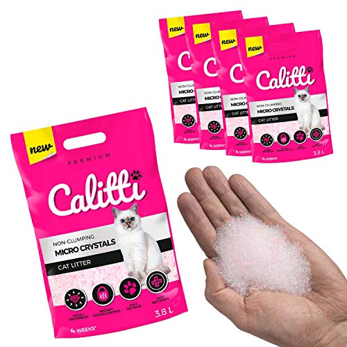 Calitti - Micro Silikat Katzenstreu | Premium Crystals Silikatstreu | Antibakteriell Katzensand | 4-er Set 4 x 3,8 L = 15 L von Calitti