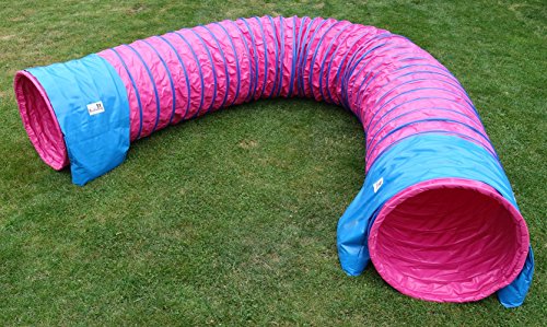 Callieway® Dog Agility Tunnel Profi Hunde Tunnel Agility Gerät (Stützsandsäcke bereits inklusive) (5m, Fuchsia) von Callieway