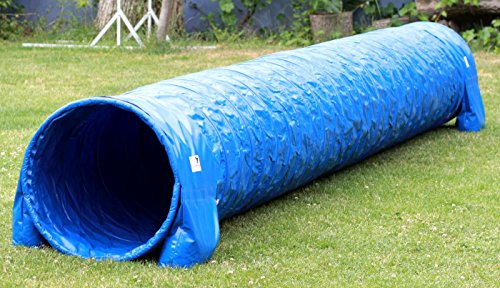 Callieway® Dog Agility Tunnel Profi Hunde Tunnel Agility Gerät (Stützsandsäcke bereits inklusive) (5m, blau) von Callieway