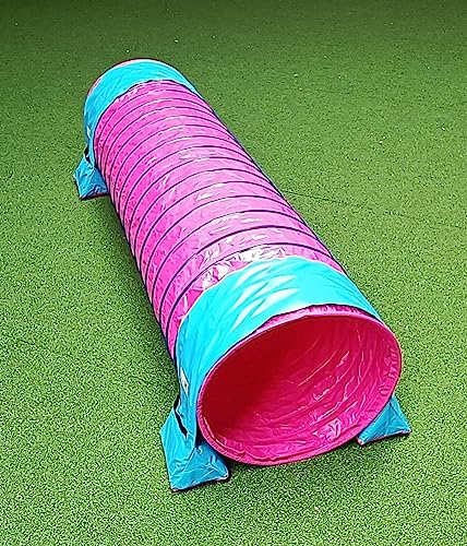 Callieway® Dog Agility Tunnel Profi Hunde Tunnel Agility Gerät (Stützsandsäcke bereits inklusive) (80cm / 3m, Fuchsia) von Callieway