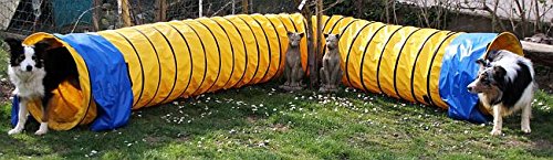 Callieway® Dog Agility Tunnel Profi Hunde Tunnel Agility Gerät (Stützsandsäcke bereits inklusive) (Gelb, 5m) von Callieway