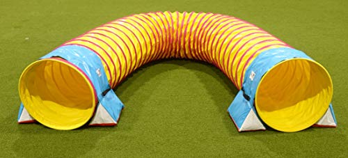 Callieway® Dog Agility Tunnel Turnier 60cmØ, 360° FullGrip (6m, gelb) von Callieway