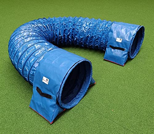 Callieway® Dog Agility Tunnel Turnier 3m lang / 60cmØ, 360° FullGrip (5m, blau) von Callieway