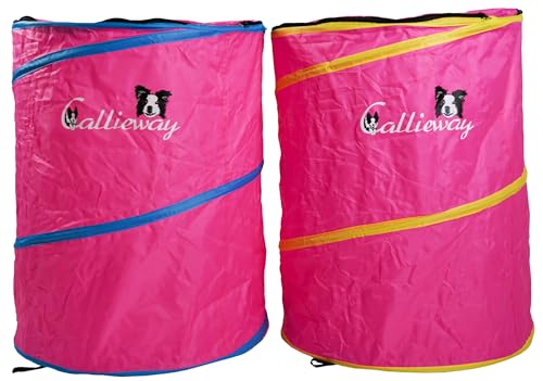 Callieway Hoopers Agility Tonne/Fass/Barrrel - (Doppelpackung) Blau, inkl. Transporttasche (Fuchsia) von Callieway