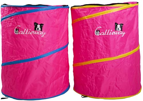 Callieway Hoopers Agility Tonne/Fass/Barrrel - (Doppelpackung) Blau, inkl. Transporttasche (Fuchsia) von Callieway