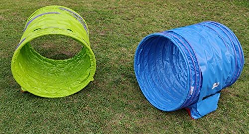 Callieway Hoopers Agility Tunnel Set “Profi”– Orig Tunnelset für JAD (2 STK.) für Hoopers & JAD Hundesport (80cmØ 100cm Länge, Limette/blau) von Callieway