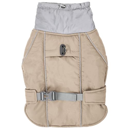 CalmGeek Hundejacke Winterweste Jacken, Hundemantel für kaltes Wetter, Warme Hundejacke, Reflektierender Hundemantel Wasserdicht Winddicht Wendbar Hundeweste(Beige-L) von CalmGeek