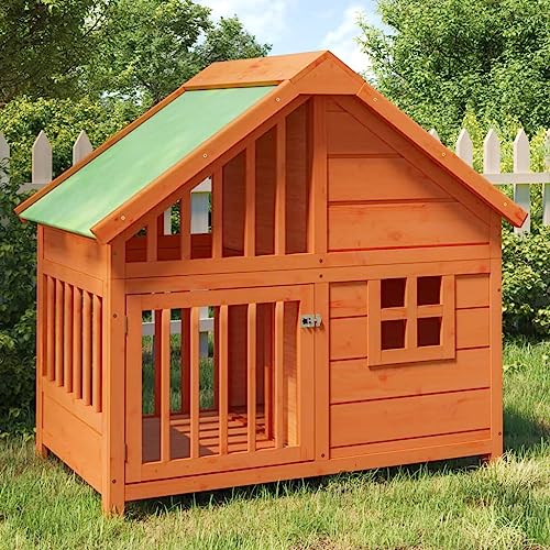 Camerina Hundehütte Braun 96x60,5x87 cm Massivholz Kiefer Pet Outdoor House Hunde Haus Innen von Camerina