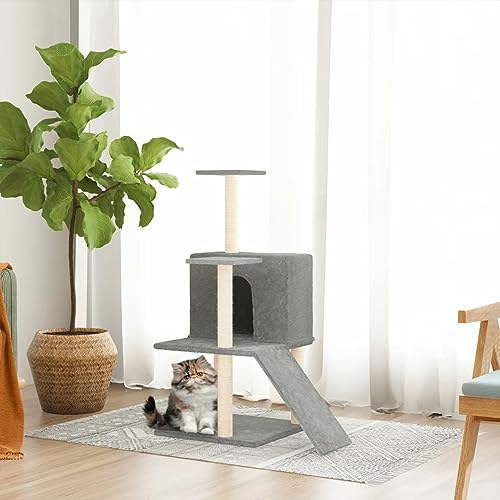 Camerina Kratzbaum KratzsäUle FüR Katzen mit Sisal-Kratzsäulen Hellgrau 109 cm Katzen KratzmöBel von Camerina