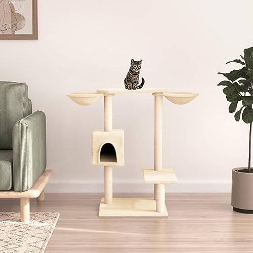 Camerina Kratzbaum mit Kratzsäulen Creme 82 cm KratzsäUle Cat Scratcher Kratzbaum Hoch von Camerina