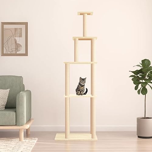 Camerina Kratzbaum mit Sisal-Kratzsäulen Creme 183 cm Kratzbaum Deckenhoch Kratzbaum Modern von Camerina