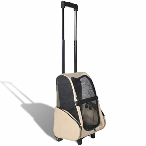 Camerina Multifunktionaler Haustiertrolley Zusammenfaltbar Beige Reisetasche FüR Haustiere von Camerina