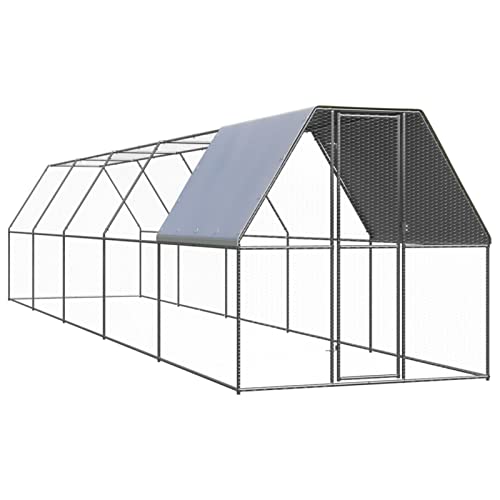 Camerina Outdoor-Hühnerkäfig 2x10x2 m Verzinkter Stahl Freilaufgehege Gehege HüHner HüHnerkäFignetz GeflüGelstäLle von Camerina