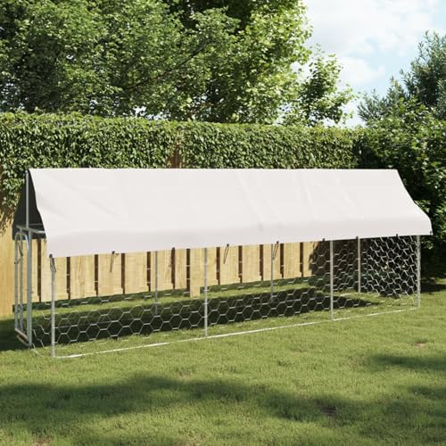 Camerina Outdoor-Hundezwinger mit Dach 400x100x150 cm Gartenzaun Zaun FüR Hunde Freigehege Kleintierzaun Outdoor Hundegitter Garten Haustier Zaun Garten von Camerina