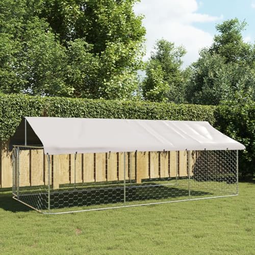 Camerina Outdoor-Hundezwinger mit Dach 400x200x150 cm Gartenzaun Zaun FüR Hunde Freigehege Kleintierzaun Outdoor Hundegitter Garten Haustier Zaun Garten von Camerina