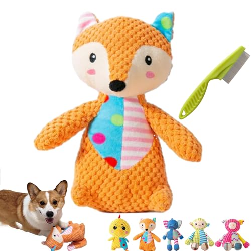 Camic Immortal Squeaker Plush Toy, Robust Plush - Immortal Squeaker Plush Toy for Aggressive Chewers, Indestructible Squeaky Toys for Aggressive Chewers, Interactive Dog Toys (Fox) von Camic
