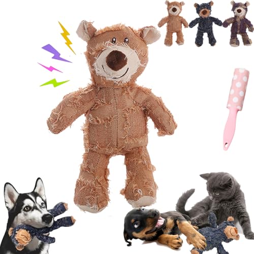 Camic Indestructa Bear, Indestructible Bear Dog Toy, Unbreakable Dog Toys, Dog Toys Aggressive Chewers, Indestructible Stuffed Plush Dog Squeaky Toy for Large, Medium, Small Dog (Brown) von Camic