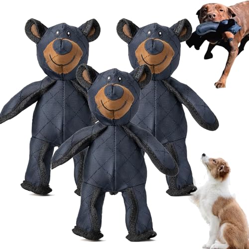 Camic Unbreaka-Bear, Indestructible Bear Dog Toy, 2025 New Unbreakable Bear Plush Toys Suitable for Small and Large Dogs, Aggressive Chewers Stuffed Plush Dog Squeaky Toy (3 Pcs) von Camic