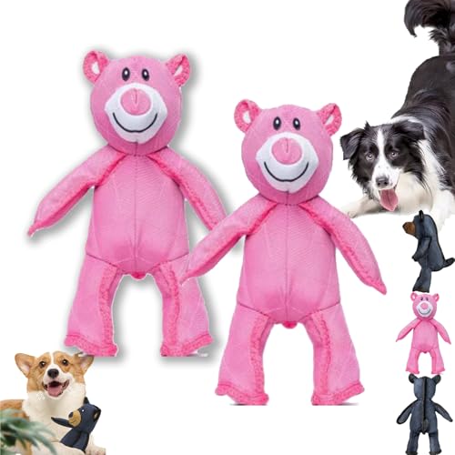 Camic Unbreakable Bear Dog Toy, Unbreak Bear, Indestructible Dog Toy for Aggressive Chewers, 2025 New Unbreak-Bear for Heavy Chewers, Stuffed Plush Dog Squeaky Toy (2Pcs Pink) von Camic