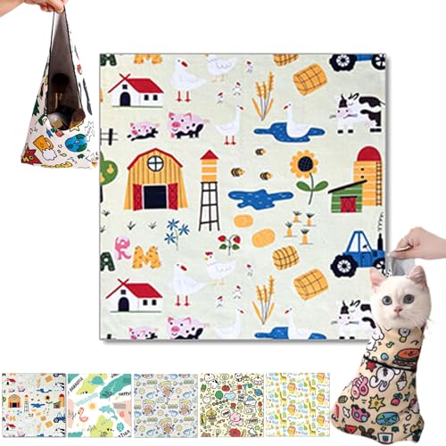 Cat Grooming Wrap, Anti-Escape Fabric Wrap for Cats, Self-Adherent Cat Swaddle Wrap for Nail Trimming, Cat Burrito Wrap Cat Restraint Bag for Nail Clipping (A, 55cm * 55cm) von Camic