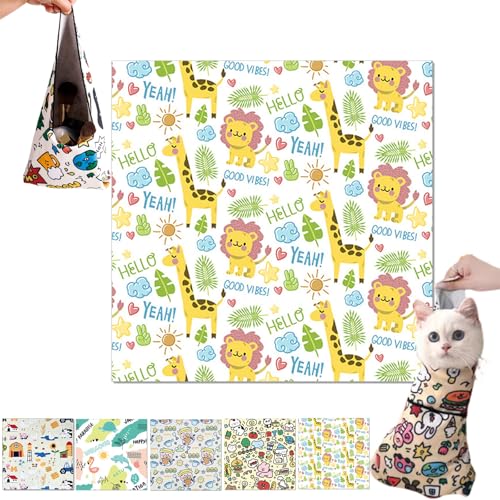 Cat Grooming Wrap, Anti-Escape Fabric Wrap for Cats, Self-Adherent Cat Swaddle Wrap for Nail Trimming, Cat Burrito Wrap Cat Restraint Bag for Nail Clipping (C, 55cm * 55cm) von Camic