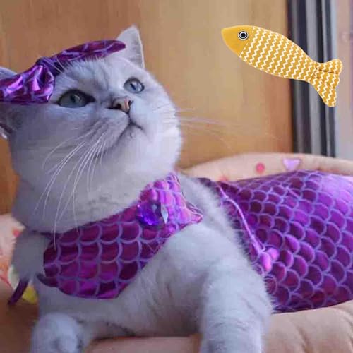 Cat Mermaid Costume - Mermaid Costume for a Small Dog or Cat, Cat Mermaid Outfits, Katze Meerjungfrau Kostüm, Meerjungfrau-Hundekostüme, Halloween-Hundekostüme (Lila, L(5KG-10KG)) von Camic