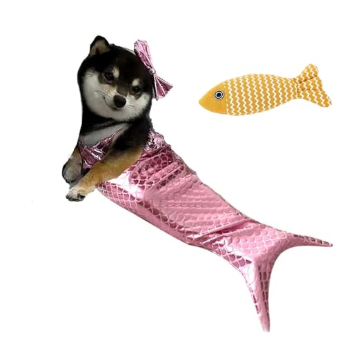 Cat Mermaid Costume - Mermaid Costume for a Small Dog or Cat, Cat Mermaid Outfits, Katze Meerjungfrau Kostüm, Meerjungfrau-Hundekostüme, Halloween-Hundekostüme (Rosa, L(5KG-10KG)) von Camic