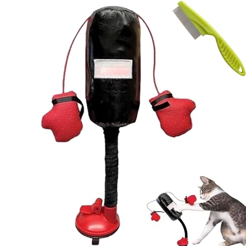 Cat Punching Bag Toy, Mini Boxing Punching Bag Cat Toy with Gloves, Punching Bag Cat Teasers Wands Toy with Catnip, Interactive Kitten Toys Punching Bag (1 Pcs) von Camic