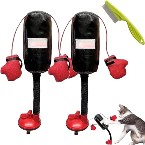 Cat Punching Bag Toy, Mini Boxing Punching Bag Cat Toy with Gloves, Punching Bag Cat Teasers Wands Toy with Catnip, Interactive Kitten Toys Punching Bag (2 Pcs) von Camic