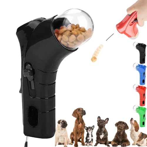 Cat Treat Gun, Pet Treat Launcher Snack Toy, Pet Food Dispenser Launchers, Dog Food Catapult, Handheld pet Feeding Interactive Toys for Dog Cat Exercise Training (Black) von Camic